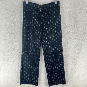 J. Jill Black Printed Flat Front Cropped Pants Womens Straight Leg Casual Size 6